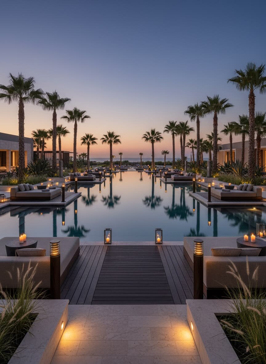 A luxury boutique hotel lobby